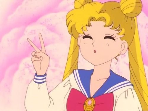 Sailor Moon giving the peace sign
